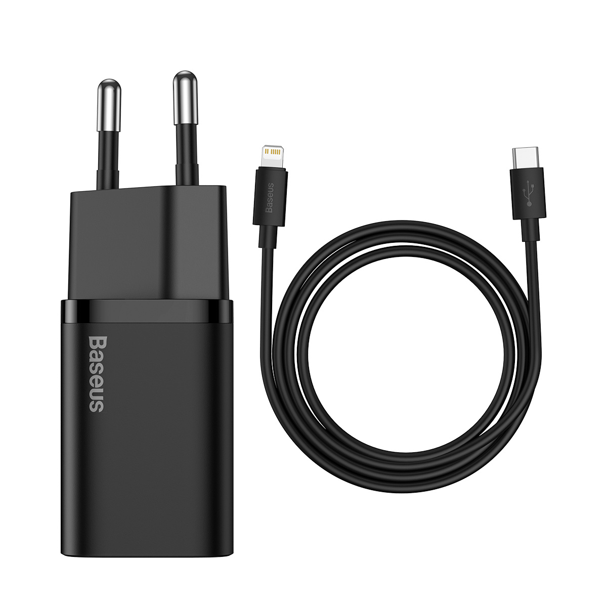 Baseus 20W USB C Oplader met USB C naar Lightning Kabel - Snellader / Fast Charger - iPhone Oplader - Zwart