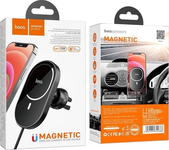 Hoco Magnetische Ventilatierooster MagSafe Telefoonhouder Auto Zwart