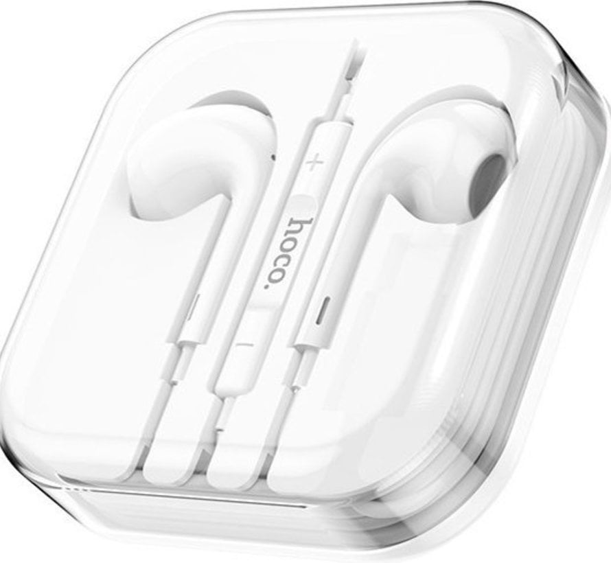 Hoco M1 Max - In Ear Oordopjes - Oortjes met draad en microfoon - 120cm kabel - Wit