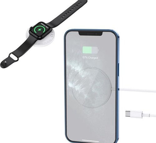 Baseus Hoco CW34 - 2 in 1 wireless charger magsafe iPhone 12 / 13 and Apple Watch 4 / 5 / 6 / 7 - White