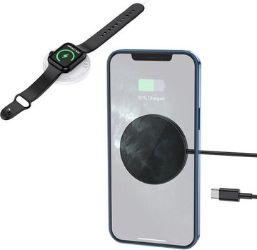 Baseus Hoco CW34 - 2 in 1 draadloze oplader magsafe iPhone 12 / 13 en Apple Watch -  Zwart