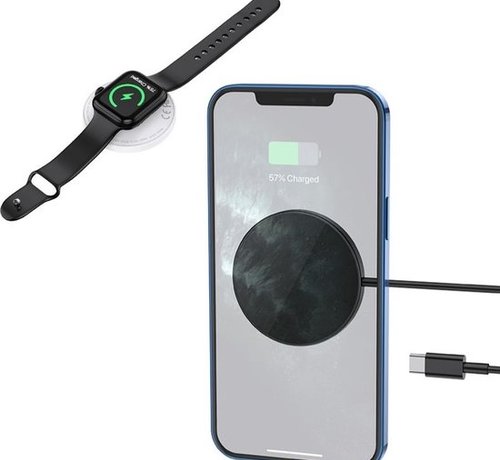 Baseus Hoco CW34 - 2 in 1 wireless charger magsafe iPhone 12 / 13 and Apple Watch 4 / 5 / 6 / 7 - Black