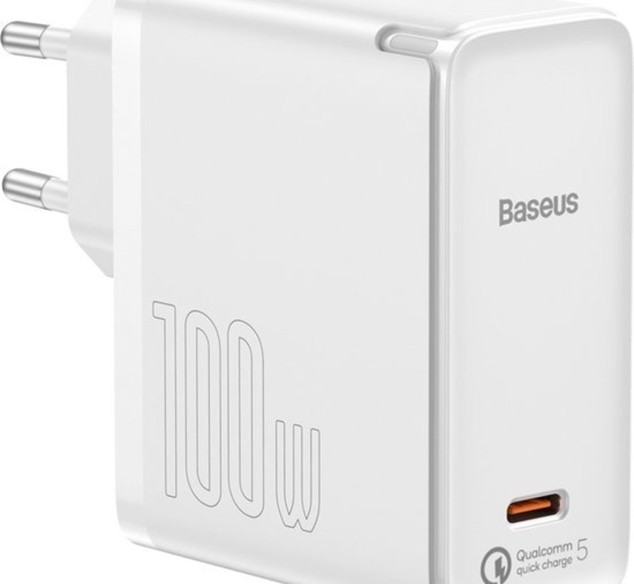Baseus GaN2 - USB C Oplader 100W Inclusief 1.5 Meter USB C Kabel - Wit