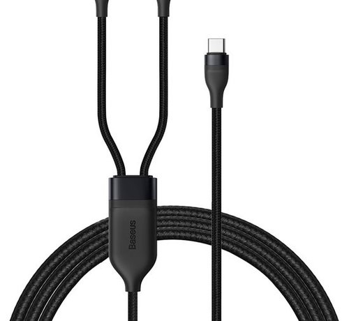 Baseus Baseus - 2 in 1 Cable - 1.2 Meter - 1x USB C 100W 1x Lightning 20W - Black