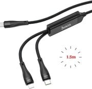 2 in 1 USB C naar USB-C / Lightning Kabel - 1.5 meter - 100W - Zwart