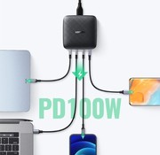 Ugreen - 4 in 1 Oplader - 100W - Power Adapter - USB C en USB A - Zwart