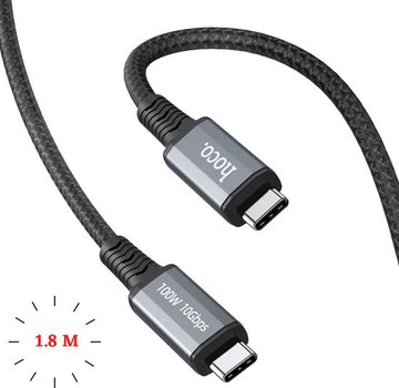 Hoco USB C naar USB C kabel - 100W - 1.8 meter - USB 3.1 Gen 2 - 4k@60Hz - 10Gbps - Zwart