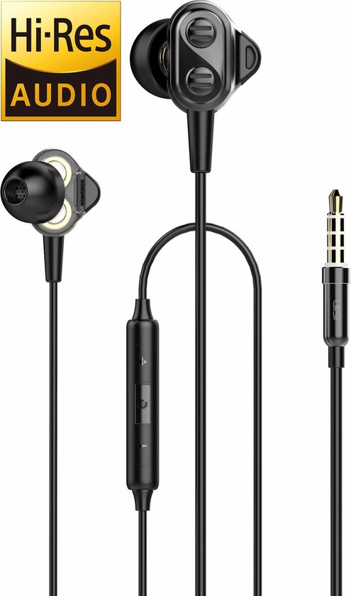 UiiSii DT800 Zwart - Hi-Res in-ear oortjes van professionele studio kwaliteit - Dual Balan