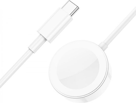 Hoco Draadloze USB C Oplader voor Apple Watch - 1.2 Meter - Wit