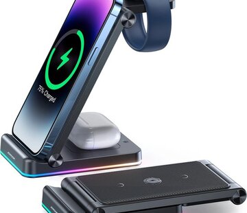 JOYROOM 3 in 1 Draadloze Oplader - 15W - Voor iPhone, iWatch & AirPods - Wireless Charger