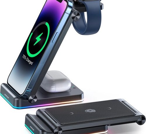 JOYROOM 3 in 1 Wireless Charger - 15W - For iPhone, iWatch & AirPods - Wireless Charger
