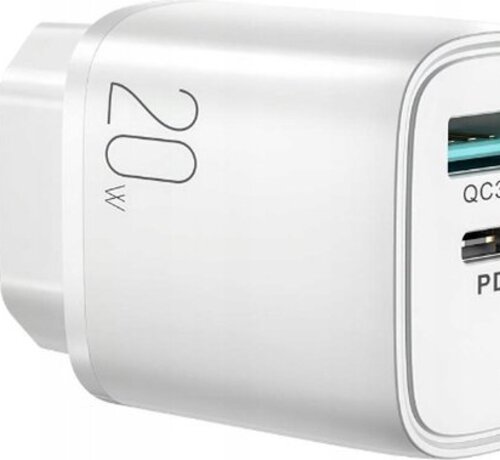 JOYROOM Adapter with USB C and USB A - Charger - Fast Charger - 20W - White