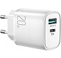 JOYROOM Adapter met USB C en USB A - Oplader - Snellader - 20W - Wit