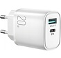 JOYROOM Adapter with USB C and USB A - Charger - Fast Charger - 20W - White