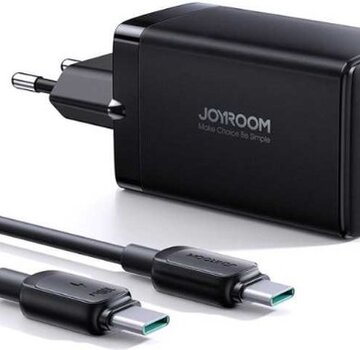 JOYROOM Adapter met USB C en USB A - Oplader 65W - Snellader - USB C Kabel 1.2 meter - Zwart