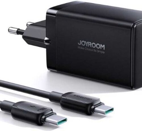 JOYROOM Adapter with USB C and USB A - Charger 65W - Fast Charger - USB C Cable 1.2 meters - Black