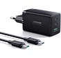 JOYROOM Adapter with USB C and USB A - Charger 65W - Fast Charger - USB C Cable 1.2 meters - Black