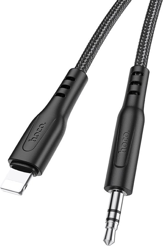 Hoco Hoco - Lightning Audio Kabel 3.5mm Aux Audio Jack 1 Meter - Geschikt voor in de Auto - Zwart