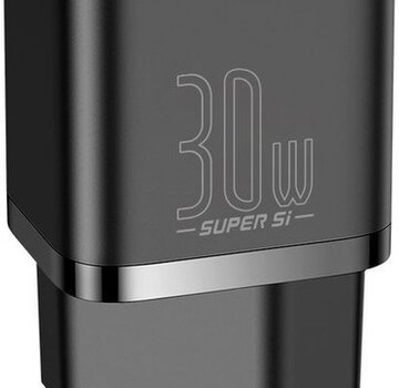 Baseus Baseus Super Si Oplader USB C zwart - 30W snelladen