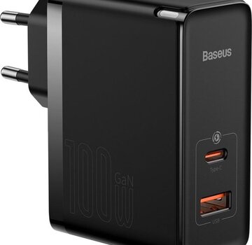 Baseus Baseus 100W Snellader Laptop/MacBook + 100W USB-C Kabel 5A 1M Zwart