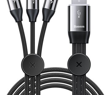 Baseus Baseus - USB A kabel naar USB C/ Lightning/ Micro USB - Magnetisch - Zwart