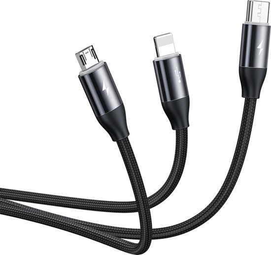 Baseus - USB A kabel naar USB C/ Lightning/ Micro USB - Magnetisch - Zwart