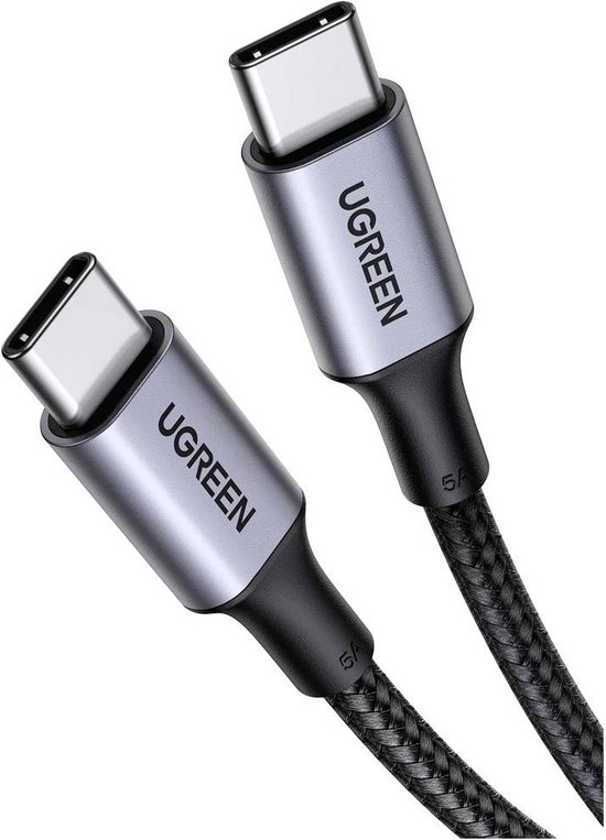 Ugreen UGREEN USB C naar USB C Kabel 100W PD, USB Type C Nylon Snel Opladen Data Kabel Compatibel met iPad Pro 2020, MacBook Air 2020/2019, OnePlus 8/ 7Pro, Google Pixel 4/3 enz. (1M)
