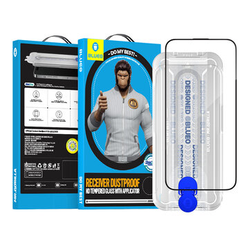 Blueo Blueo Mr. Gorilla Screen Protector iPhone 15 Plus / iPhone 14 Pro Max (6.7 inch) - 9H Tempered Glass - Full Cover Anti-Static & Dust HD Glass - Case Friendly - With Applicator Frame for Easy Installation