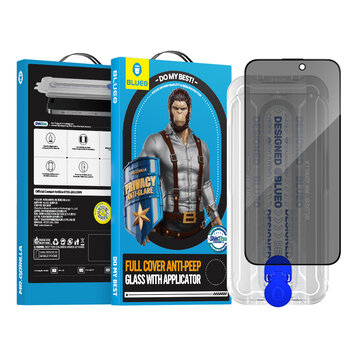 Blueo BLUEO Gorilla Glasfolie - Privacy Screenprotector iPhone 15 en iPhone 14 Pro (6,1 inch) - 9H Gehard Glas - Hoesvriendelijk - Met Applicatorframe voor Eenvoudige Installatie