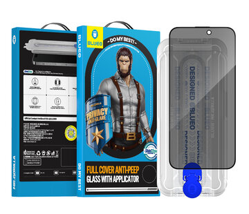 Blueo BLUEO Gorilla Glass Film - iPhone 15 Pro Privacy Screen Protector - With Installation Kit