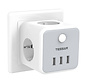 TESSAN Power Strip with 3 Outlets - On/Off Switch - 3 USB Ports - 10A - 2500W - White