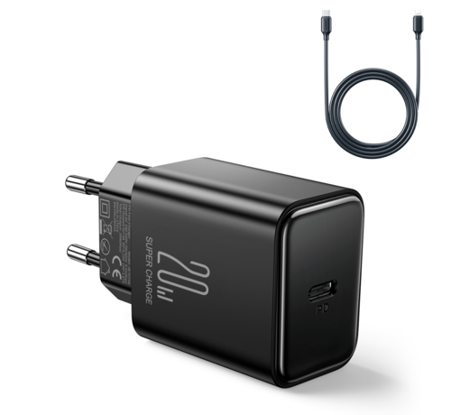 Joyroom  Joyroom 20W Charger - USB C Charger with Lightning Cable - 1 Meter - Fast Charger - Black