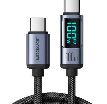 Joyroom  USB C Kabel - 100W - 1.2 Meter - USB C naar USB C - Geschikt voor iPhone 15, Macbook (Pro) en iPad (Pro) - Zwart