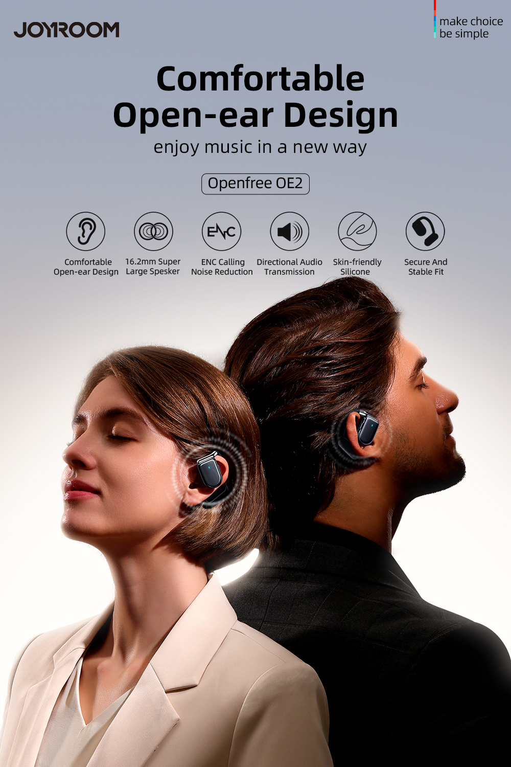 Joyroom Open Ear - Bluetooth Oordopjes - Oortjes Draadloos - Draadloze Oortjes Bluetooth - IPX5 Waterbestendig - Oranje