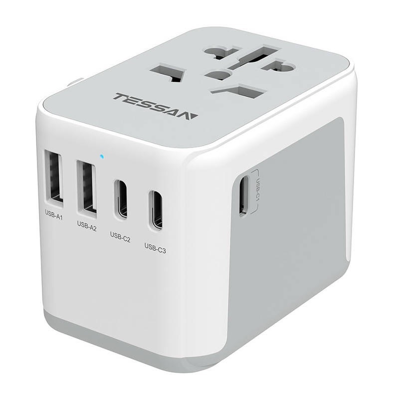 Tessan Universele Internationale Reisadapter met 2 USB en 3 Type C