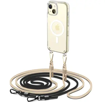 Tech-Protect Tech-Protect Detachable Cord MagSafe Case Suitable for Apple iPhone 15 - Black & Beige