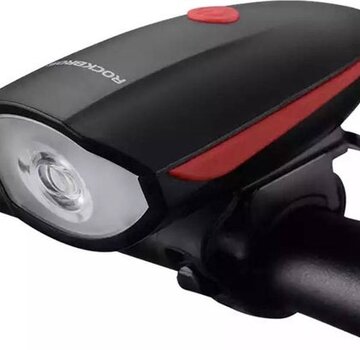 Rockbros Rockbros Voorlamp - Fietslamp - Fietsverlichting - 250 Lumen - Compact - USB oplaadbaar - Multifunctioneel - Waarschuwing speaker - LED - Zwart / Rood Merk