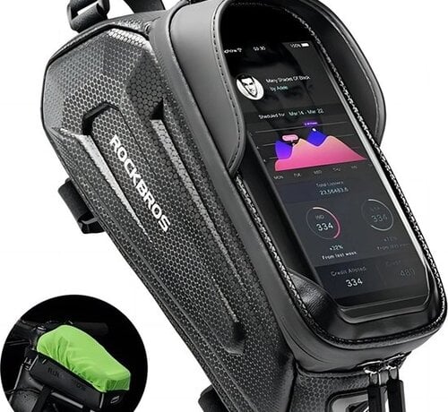 Rockbros Rockbros Frame Bag Bike - Phone Holder Bike - Waterproof - Rain Cover - Smartphones up to 6.8 inches - Black