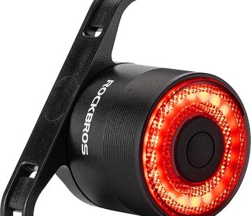 Rockbros Rockbros Smart Bicycle Rear Light with Brake Sensor – Very Bright 90 Lumens - USB Rechargeable - Auto On/Off – Light Sensor – Brake Sensor – Aluminum Housing
