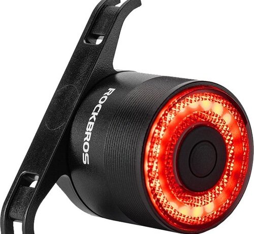 Rockbros Rockbros Smart Bicycle Rear Light with Brake Sensor – Very Bright 90 Lumens - USB Rechargeable - Auto On/Off – Light Sensor – Brake Sensor – Aluminum Housing