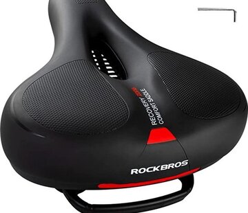 Rockbros ROCKBROS Fietszadel - Dames en Heren Ergonomisch Fietsstoeltje - Comfortabel Soft Gelzadel MTB Racefiets - Ademend -Waterdicht - Zwart Rood