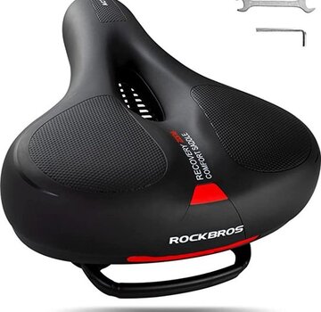 Rockbros ROCKBROS Fietszadel - Dames en Heren Ergonomisch Fietsstoeltje - Comfortabel Soft Gelzadel MTB Racefiets - Ademend -Waterdicht - Zwart Rood