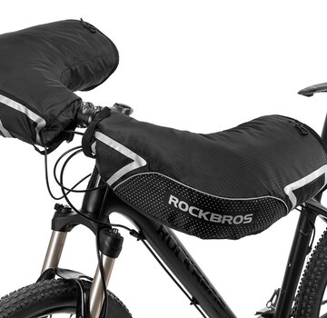 Rockbros ROCKBROS Hand Warmers for Bicycles, Motorcycles, Scooters - Bike Gloves - Lined - Windproof - Water-Repellent - Reflective - Black