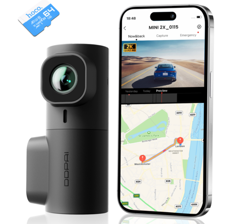 DDPAI DDPAI Mini2X - Dashcam voor Auto - 2K QHD Resolutie - Nachtvisie - Parkeerstand - Loop Recording - Emergency Lock - Zwart