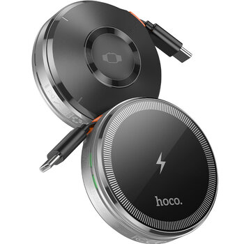Hoco Hoco 2 in 1 Wireless Charger Compatible with Apple Watch and iPhone MagSafe - with Retractable USB C Cable - Silver