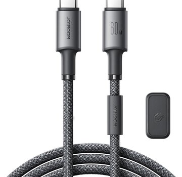 Joyroom  Joyroom - Universele Kabel - USB-C Naar USB-C Kabel - Met Magnetische Organizer - 1.2 Meter - 60W - Grijs
