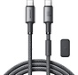 Joyroom - Universele Kabel - USB-C Naar USB-C Kabel - Met Magnetische Organizer - 1.2 Meter - 60W - Grijs