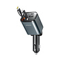 Joyroom 4 in 1 - Autolader met USB U C en Lightning Kabel - Snellader 65W - Uittrekbaar Kabel
