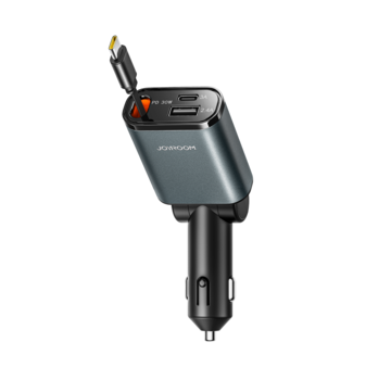 Joyroom  Joyroom 3 in 1 - Autolader met USB C Kabel - 30W Snellader - 80cm Uittrekbaar - Ondersteunt PD 3.0 & PPS