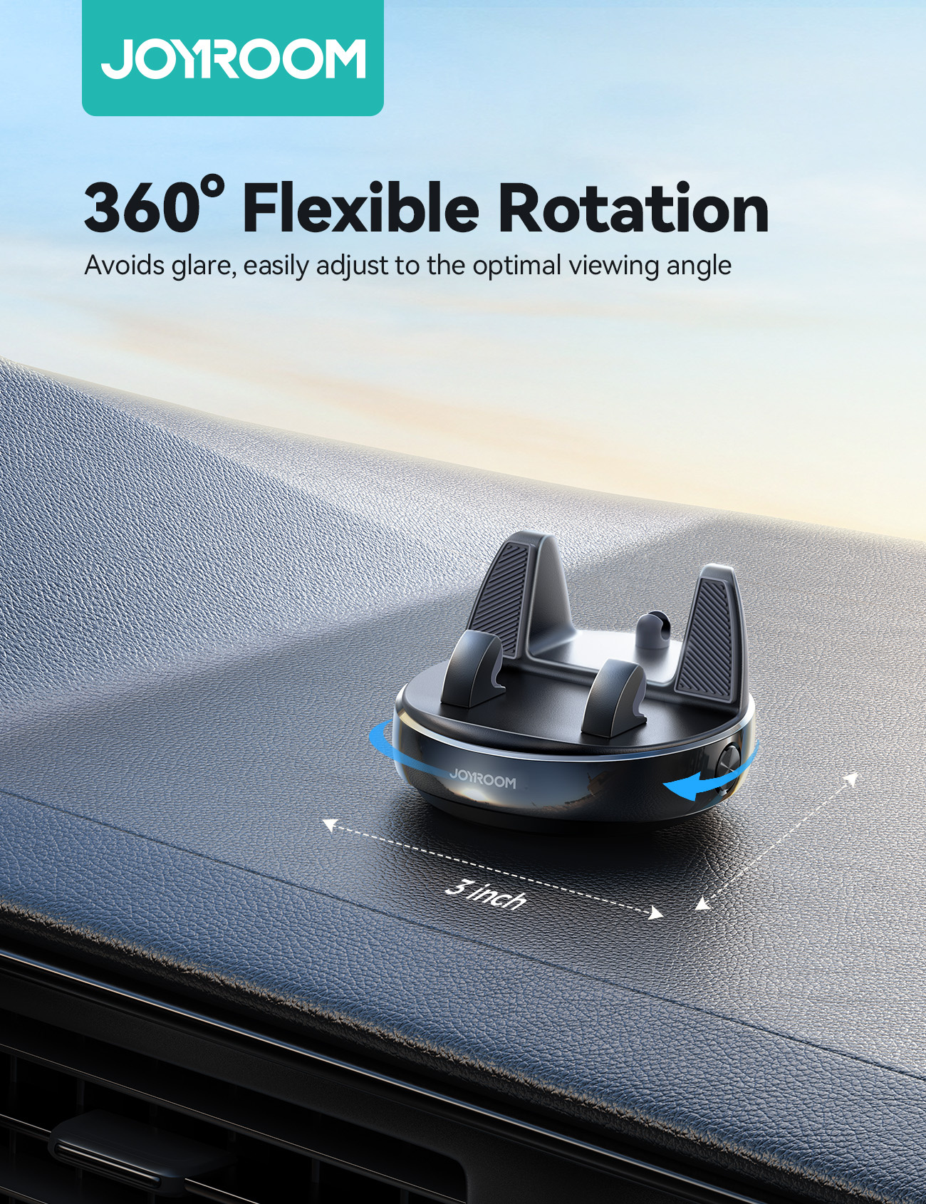 Joyroom - Telefoonhouder 360 graden draaibaar - Autohouder met zuignap - Telefoonhouder auto zuignap - Telefoonhouder auto dashboard - autohouder telefoon - Zwart